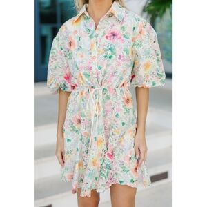 Piper & Scoot Floral Eyelet Mini Dress, 1XL